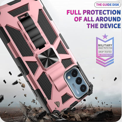 For Samsung Galaxy A71 5G Hybrid Cases Built in Magnetic Kickstand, Military Grade Bumper Heavy Duty Dual Layers Rugged Protective Rose Gold Phone Case Cover