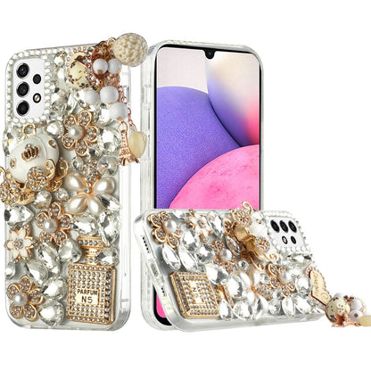 For Samsung Galaxy A33 5G Bling Crystal 3D Full Diamonds Luxury Sparkle Transparent Rhinestone Glitter Hybrid Bumper  Phone Case Cover