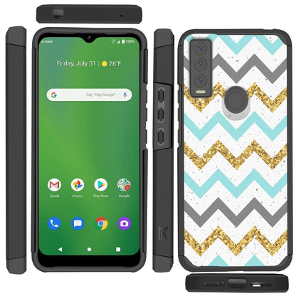 For Cricket Ovation 3 Graphic Design Pattern Hard PC TPU 2in1 Tough Strong Hybrid Shockproof Armor Frame  Phone Case Cover