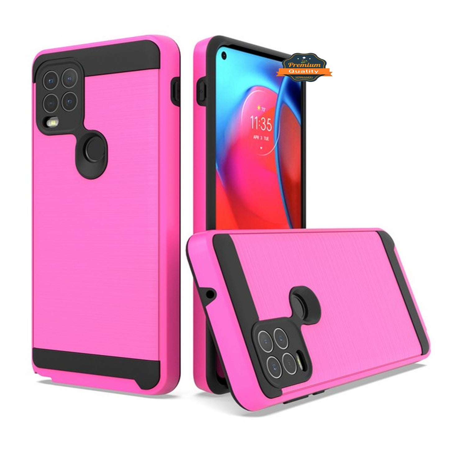 For Motorola Moto G Stylus 5G 2021 Slim Rugged TPU + Hard PC Brushed Metal Texture Hybrid Dual Layer Defender Armor Shock Absorbing  Phone Case Cover