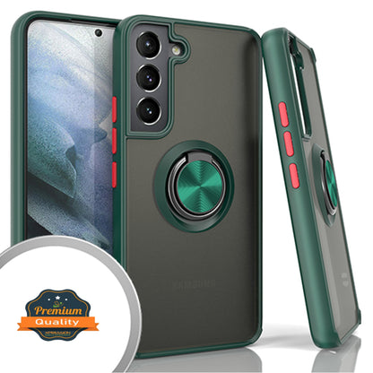 For Samsung Galaxy S22 /Plus Ultra Finger Ring Stand Holder Kickstand Hybrid Frosted Matte Soft TPU Hard PC Frame Shock-Absorption Ultra Thin  Phone Case Cover