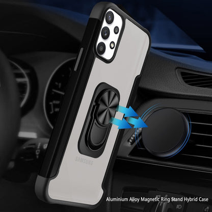 For Samsung Galaxy A73 5G Clear Military Grade Hybrid Protective with Ring Holder Kickstand [Magnetic Car Mount Feature]  Phone Case Cover