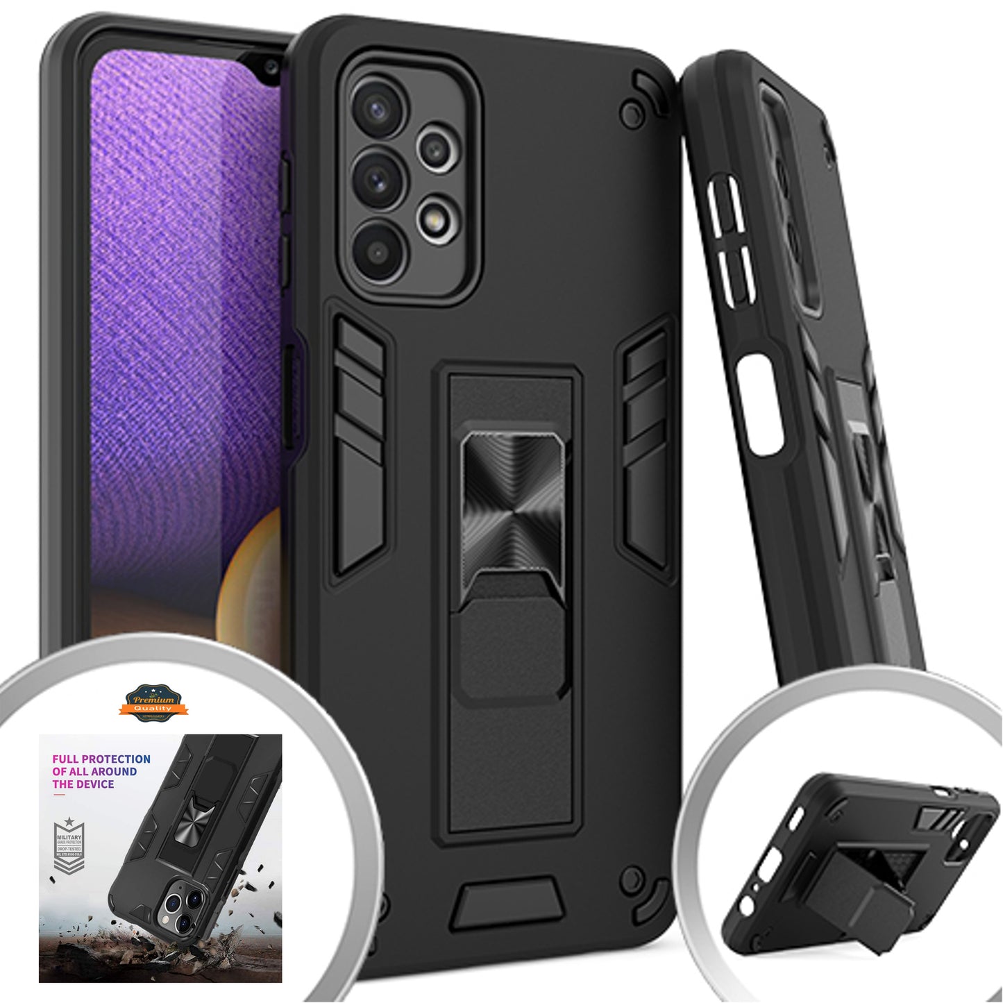 For Apple iPhone 13 /Pro Max Mini with Built-in Slide Kickstand Shockproof Armor Heavy Duty Dual Layer [Military Grade] Protective Rugged Bumper  Phone Case Cover