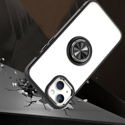 For Apple iPhone 13 Pro Max (6.7") Slim Transparent Shockproof Hybrid Chromed with Magnetic Ring Stand Holder  Phone Case Cover