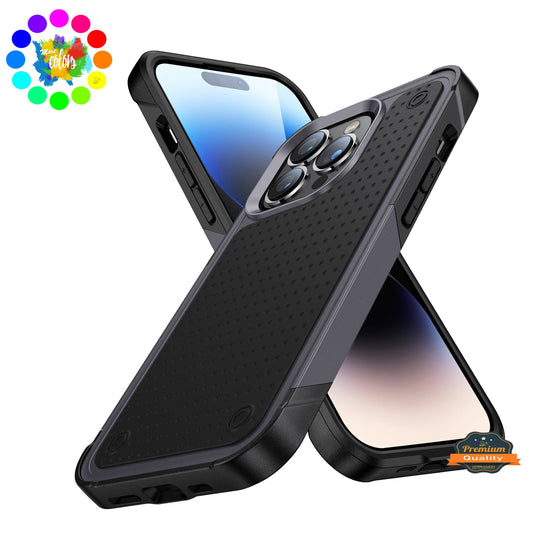For Apple iPhone 14 /Plus Pro Max Heavy Duty Hybrid Armor Rubber TPU Hard Drop Proof Dot Rugged Tough Durable  Phone Case Cover