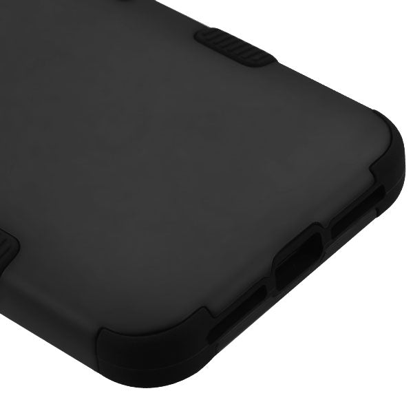 For Alcatel Revvl 2 / 3 / T-Mobile Revvl 2 Hybrid Three Layer Hard PC Shockproof Heavy Duty TPU Rubber Anti-Drop Black Phone Case Cover