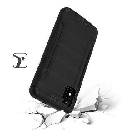 For ZTE Z589, Z5158 Hybrid Dual Layer Slim Defender Armor Tuff Metallic Brush Texture Finishing Shockproof Hard PC + Soft TPU Rubber  Phone Case Cover