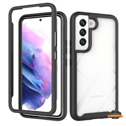 For Samsung Galaxy S22 Full Body Armor Slim Hybrid Double Layer Hard PC + TPU Transparent Back Rugged Shockproof  Phone Case Cover