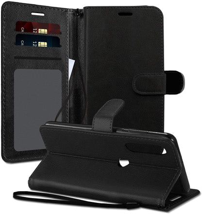 For Samsung Galaxy A54 5G Premium Wallet PU Leather Pouch with Credit Card Slots Money Pocket, Stand & Strap Flip Black Phone Case Cover