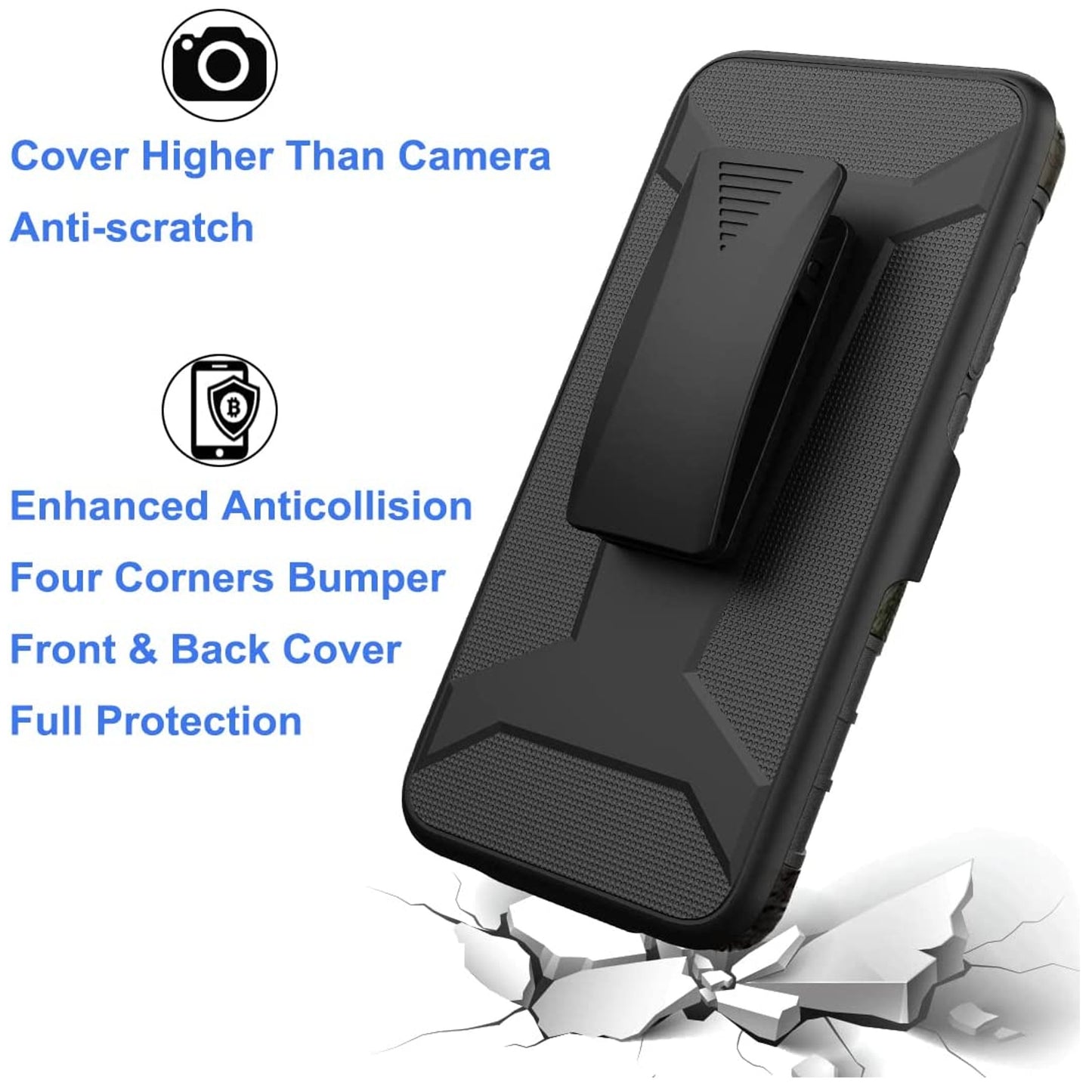 For T-Mobile Revvl 6 Pro 5G Swivel Belt Clip Holster with Built-in Kickstand, Heavy Duty Hybrid 3in1 Shockproof Defender Camo Camouflage Phone Case Cover