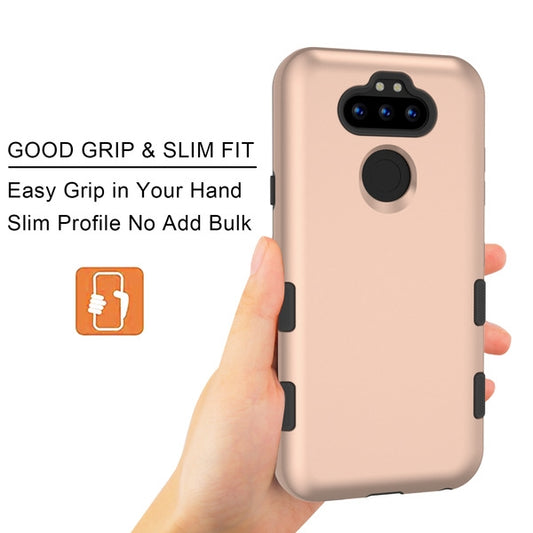 For LG K31 /Aristo 5/Fortune 3/Tribute Monarch / Phoenix 5 Hybrid Dual Layer Hard PC Cases Shockproof TPU Bumper Rose Gold Phone Case Cover
