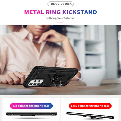 For Samsung Galaxy A53 5G Military Grade Heavy Duty Armor Hybrid with Rotating Metal Ring Kickstand Finger Loop Stand  Phone Case Cover