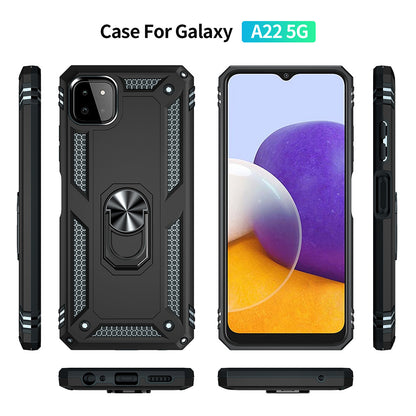 For Boost Mobile Celero 5G Military Grade Heavy Duty Armor Protection Hybrid with Rotating Metal Ring Kickstand Finger Loop Stand  Phone Case Cover