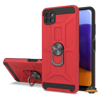 For Samsung Galaxy A03s (2022) Hybrid Ring Stand [360° Rotatable Ring Holder Magnetic Kickstand] Armor Shockproof Rubber TPU Hard  Phone Case Cover
