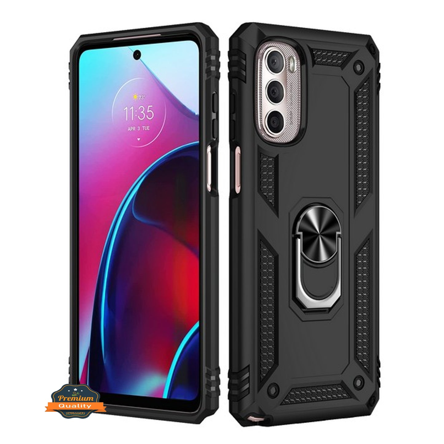 For Samsung Galaxy A03 Core Shockproof Hybrid Dual Layer PC + TPU with Ring Stand Metal Kickstand Heavy Duty Armor Shell  Phone Case Cover