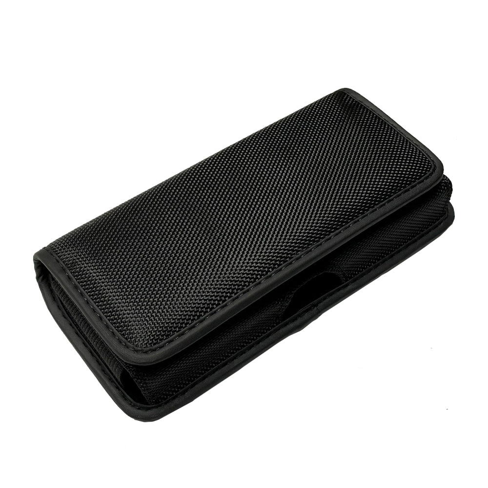 Universal Cell Phone Holster with Belt Clip Loops & Card Slot Canvas Horizontal Pouch Waist Carrying Case Fit Samsung Galaxy S22 Ultra & Most Phone XXL [6.93 x 3.43 x 0.6 in] Universal Canvas Pouch [Black]