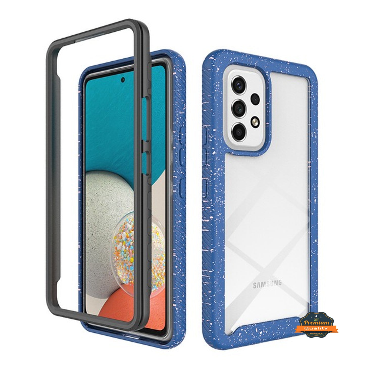 For Samsung Galaxy A53 5G Full Body Armor Slim Hybrid Double Layer Hard PC + TPU Transparent Back Rugged Shockproof  Phone Case Cover