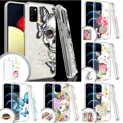 For Apple iPhone 13 /Pro Max Mini Clear Fashion IMD Pattern Design Hard Back PC Hybrid Bumper Armor TPU Soft Rubber Silicone Ultra Slim  Phone Case Cover
