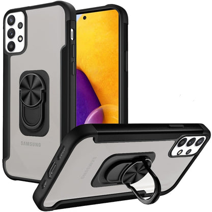 For Samsung Galaxy A73 5G Clear Military Grade Hybrid Protective with Ring Holder Kickstand [Magnetic Car Mount Feature]  Phone Case Cover