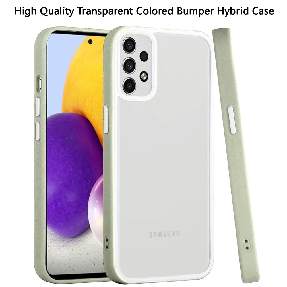 For Samsung Galaxy A73 5G Hybrid Transparent Colored Frame Bumper Hard Back Shockproof Slim TPU Silicone Protective  Phone Case Cover