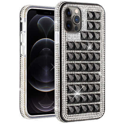 For Apple iPhone 13 /Pro Max Mini Fashion Luxury 3D Bling Diamonds Rhinestone Jeweled Shiny Crystal Glitter Hybrid TPU Bumper Hard  Phone Case Cover