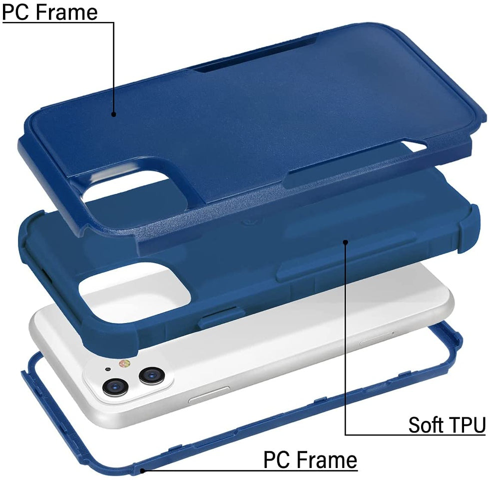 For Motorola Moto G Pure /G Power 2022 Hybrid Bumper Rugged Dual Layer Heavy-Duty Military-Grade 2in1 Rubber TPU + PC Blue Phone Case Cover