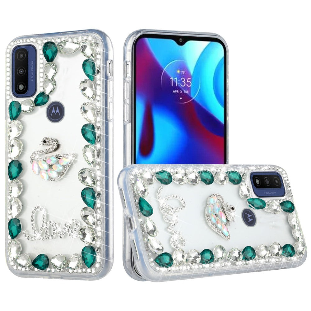 For Motorola Moto G Power 2022 Bling Clear Crystal 3D Full Diamonds Luxury Sparkle Transparent Rhinestone Hybrid Bumper  Phone Case Cover