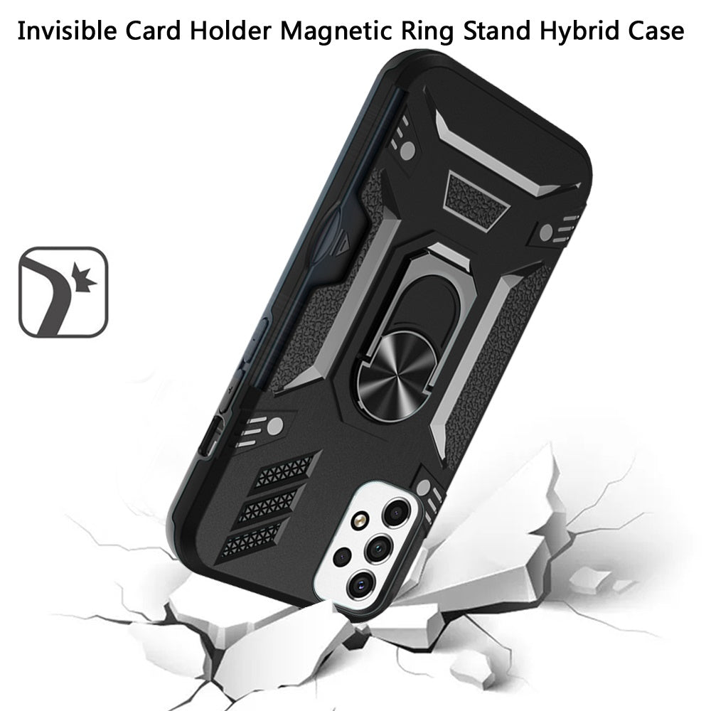 For Samsung Galaxy A53 5G Wallet Case Hybrid Ring Stand with Invisible Credit Card Holder Slim Shockproof Rugged Hard  Phone Case Cover