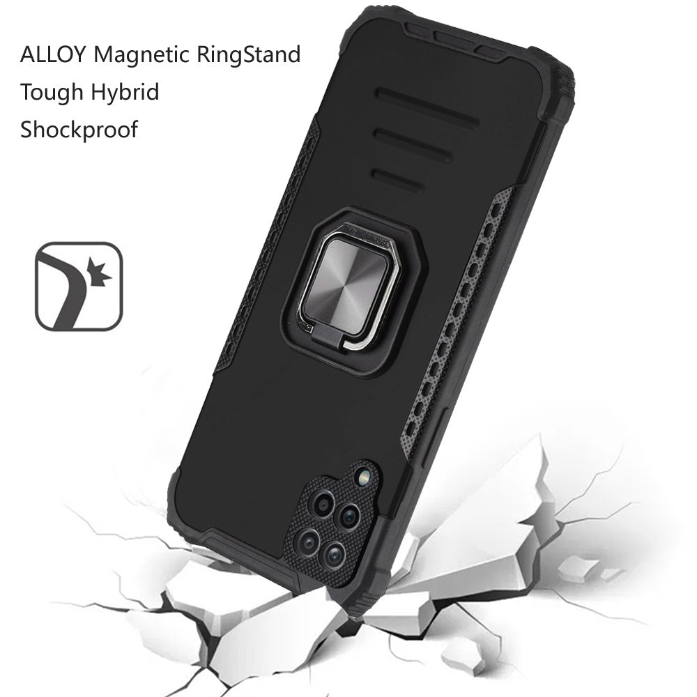 For Samsung Galaxy A12 5G Hybrid with Stand Magnetic Ring Kickstand Bumper Shockproof Armor Heavy Duty Military Grade Hard  Phone Case Cover