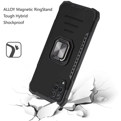 For Samsung Galaxy A12 5G Hybrid with Stand Magnetic Ring Kickstand Bumper Shockproof Armor Heavy Duty Military Grade Hard  Phone Case Cover