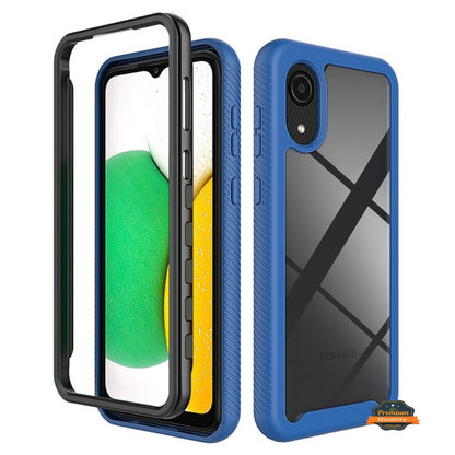 For Samsung Galaxy A03 Core Armor Slim Hybrid Double Layer Hard PC + TPU Transparent Back Rugged Frame Shockproof  Phone Case Cover