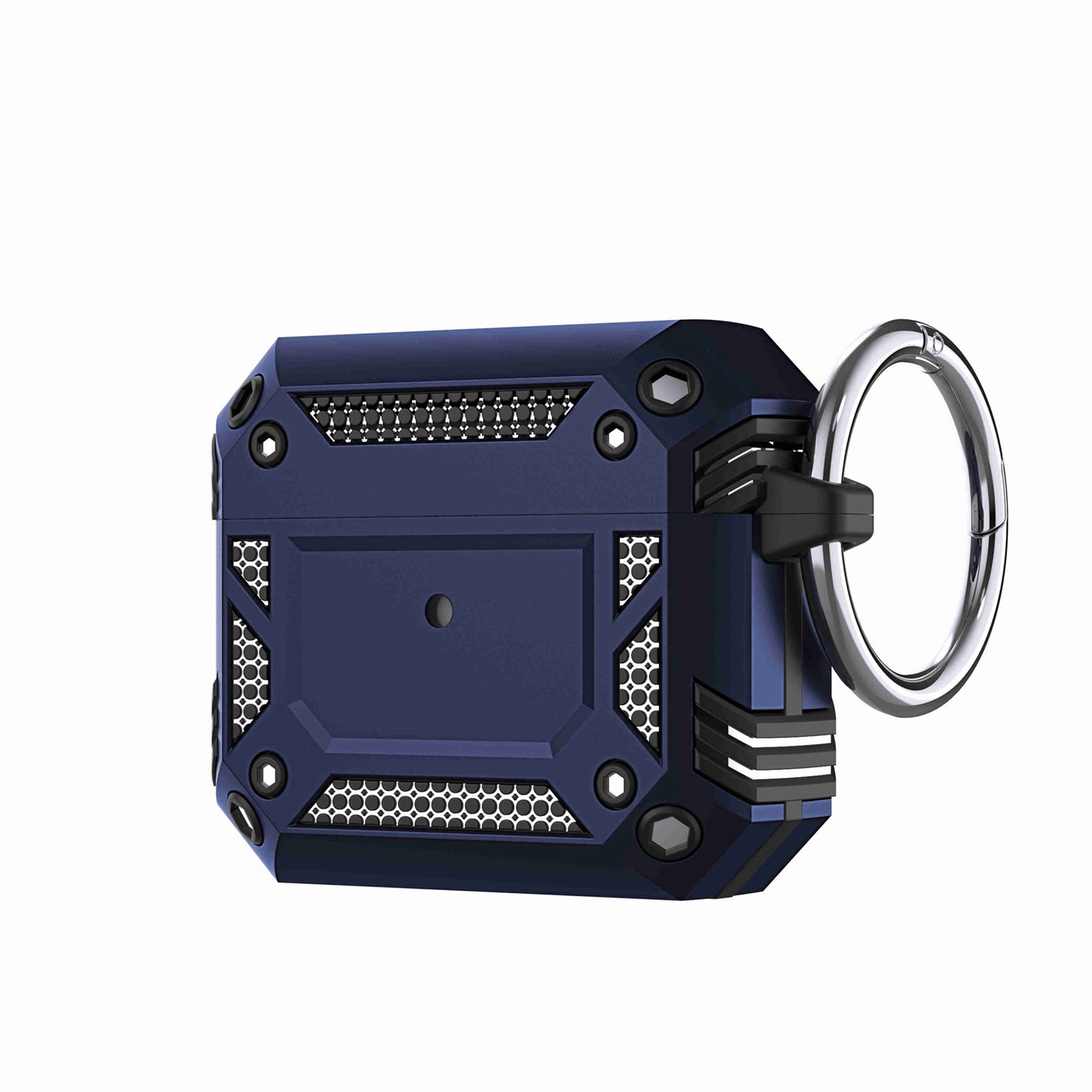 For Apple AirPods Pro Premium Ultra ShockProof Hybrid With Metal Hook Carabiner & Switch Closure Full-Body Rugged Protective Black Phone Case Cover