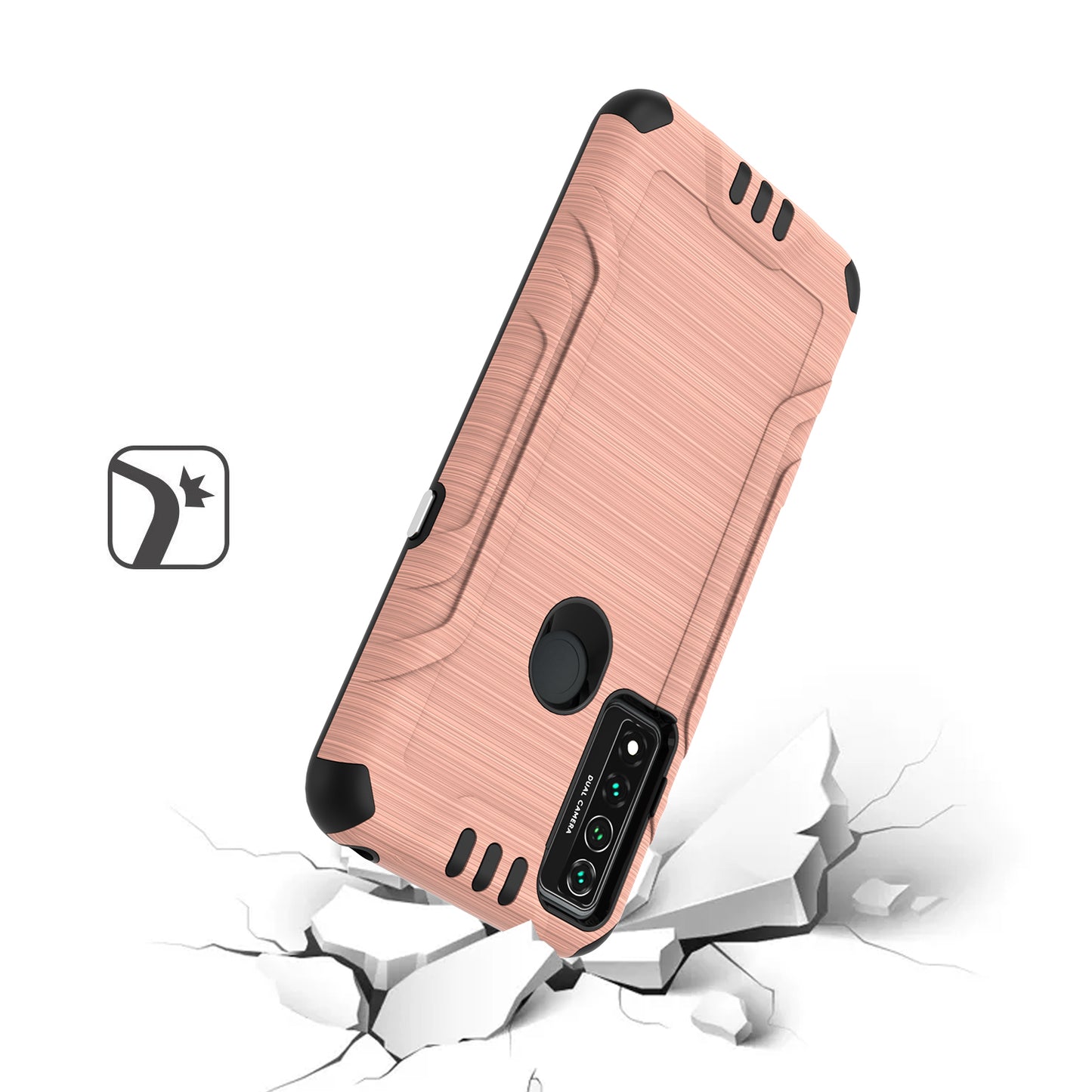For TCL 4X (T601DL) Hybrid Dual Layer Slim Defender Armor Tuff Metallic Brush Texture Finishing Shockproof Hard PC + Soft TPU Rubber  Phone Case Cover