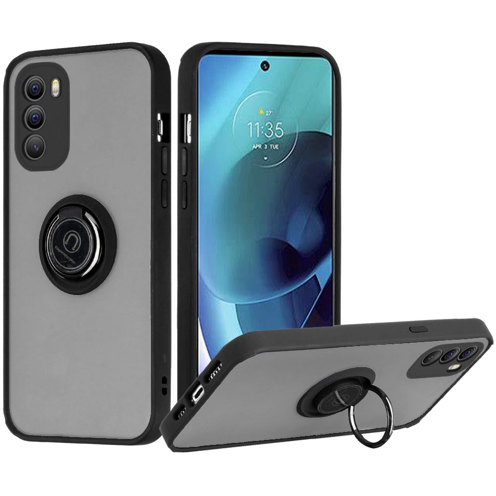 For Motorola Moto G Stylus 2022 HybridPC & TPU Shockproof with 360° Rotation Ring Magnetic Stand & Covered Camera  Phone Case Cover