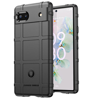 For Google Pixel 6A Rugged Shield Hybrid TPU Thick Solid Rough Armor Tactical Matte Grip Silicone Texture Protective  Phone Case Cover