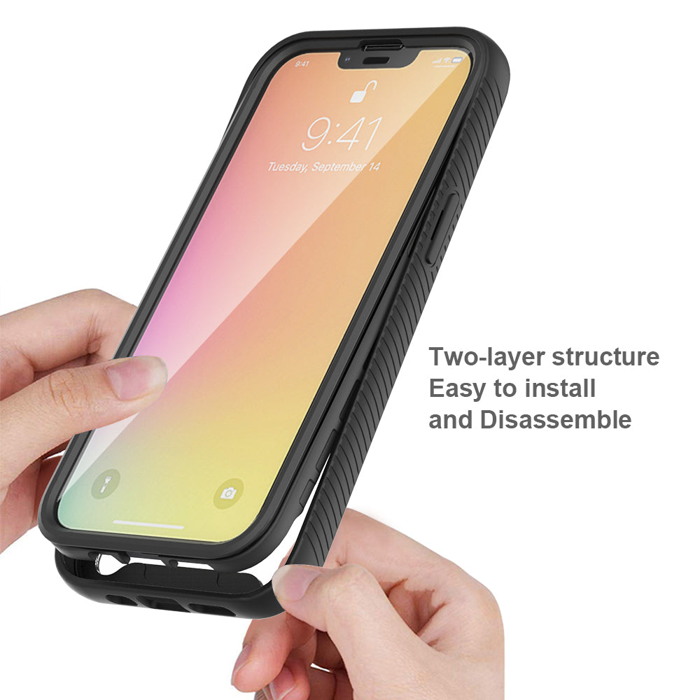 For Apple iPhone 13 Pro Max (6.7") Hybrid 360° Full Body Protective with Built-in Screen Protector Shockproof Bumper Rugged TPU Armor  Phone Case Cover