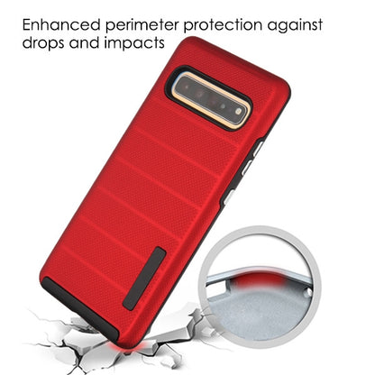 For Samsung Galaxy S10 5G (6.7") Dual Layer Hybrid Armor Rubber TPU Hard PC Shockproof Rugged Texture Red Phone Case Cover