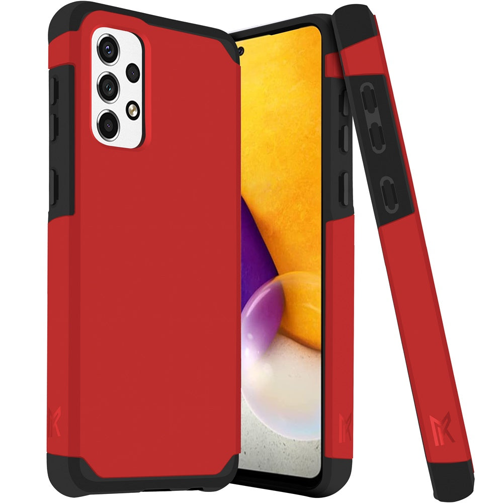 For Samsung Galaxy A73 5G Slim Corner Protection Shock Absorption Hybrid Dual Layer Hard TPU Rubber Armor Defender Red Phone Case Cover