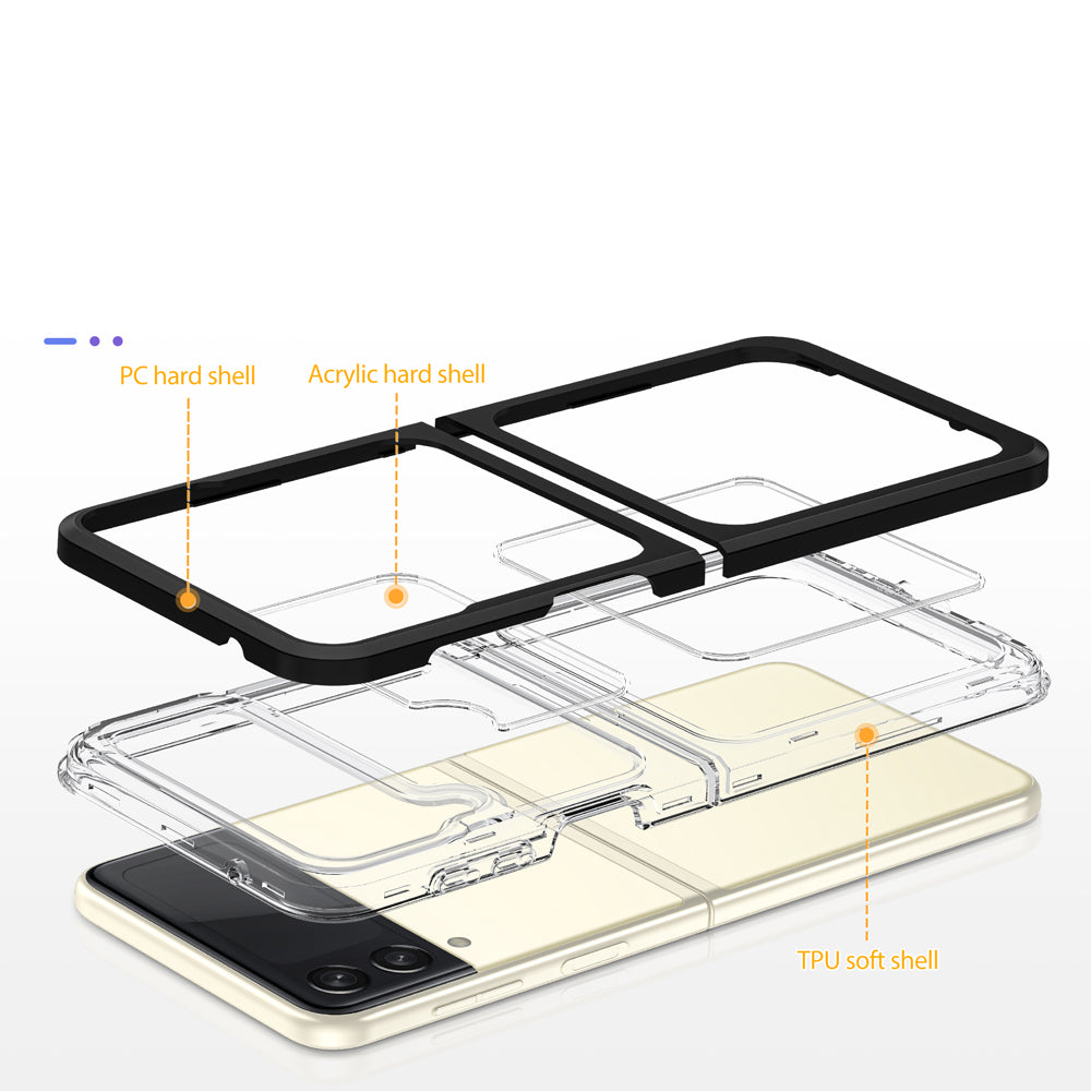 For Samsung Galaxy Z Flip 4 5G Clear Crystal Transparent Shock Absorption Hybrid Slim Hard PC Anti-Scratch Shell Protective  Phone Case Cover
