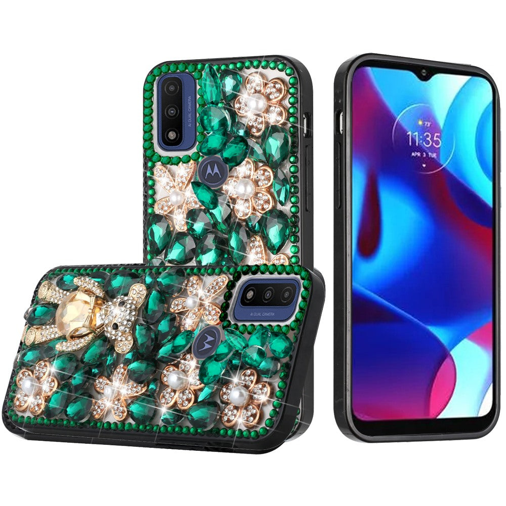 For Motorola Moto G Power 2022 Bling Clear Crystal 3D Full Diamonds Luxury Sparkle Transparent Rhinestone Hybrid Bumper  Phone Case Cover