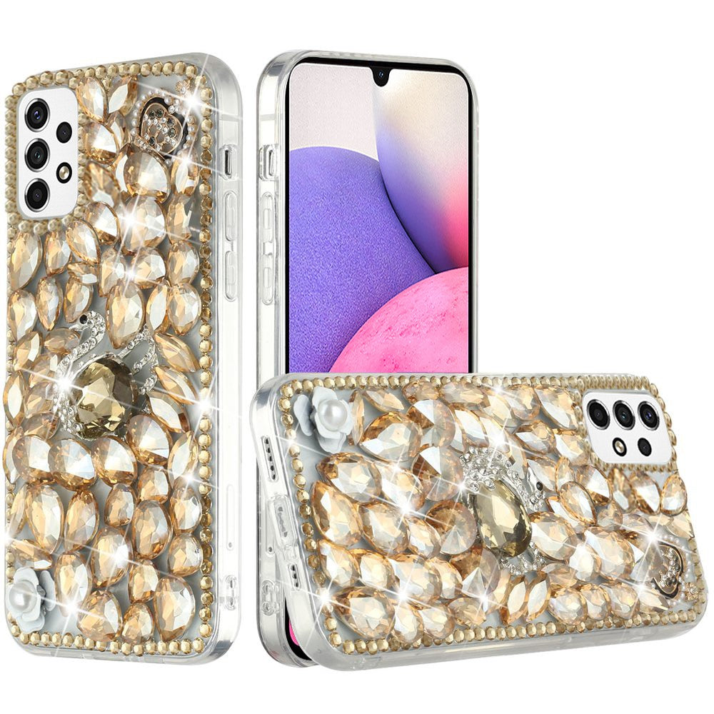 For Samsung Galaxy A33 5G Bling Crystal 3D Full Diamonds Luxury Sparkle Transparent Rhinestone Glitter Hybrid Bumper  Phone Case Cover