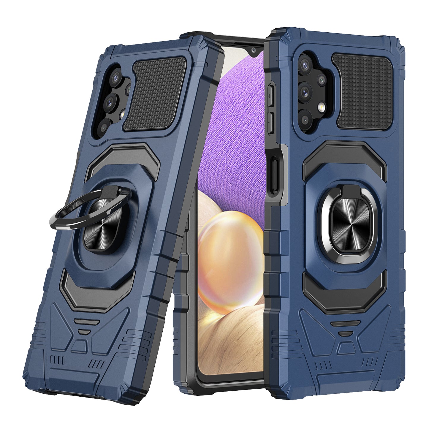 For Samsung Galaxy A32 5G Hybrid Dual Layer with Rotate Magnetic Ring Stand Holder Kickstand, Rugged Shockproof Hard Protective  Phone Case Cover