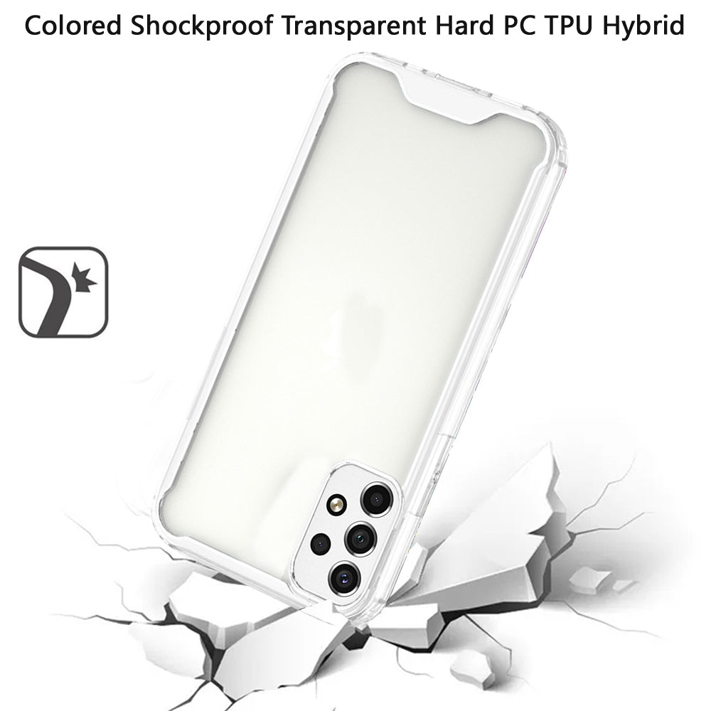For Samsung Galaxy A73 5G Colored Shockproof Transparent Hard PC + Rubber TPU Hybrid Bumper Shell Thin Slim Protective Clear Phone Case Cover