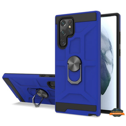 For Samsung Galaxy S22 Ultra Hybrid Ring Stand [360° Rotatable Ring Holder Magnetic Kickstand] Armor Shockproof TPU Rubber  Phone Case Cover