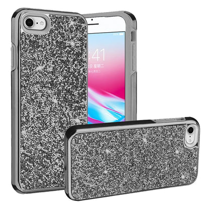For Apple iPhone SE 3 (2022) SE/8/7 Bling Rhinestone Diamond Shiny Glitter Hybrid Dual Layer Rugged Shell Hard PC TPU  Phone Case Cover