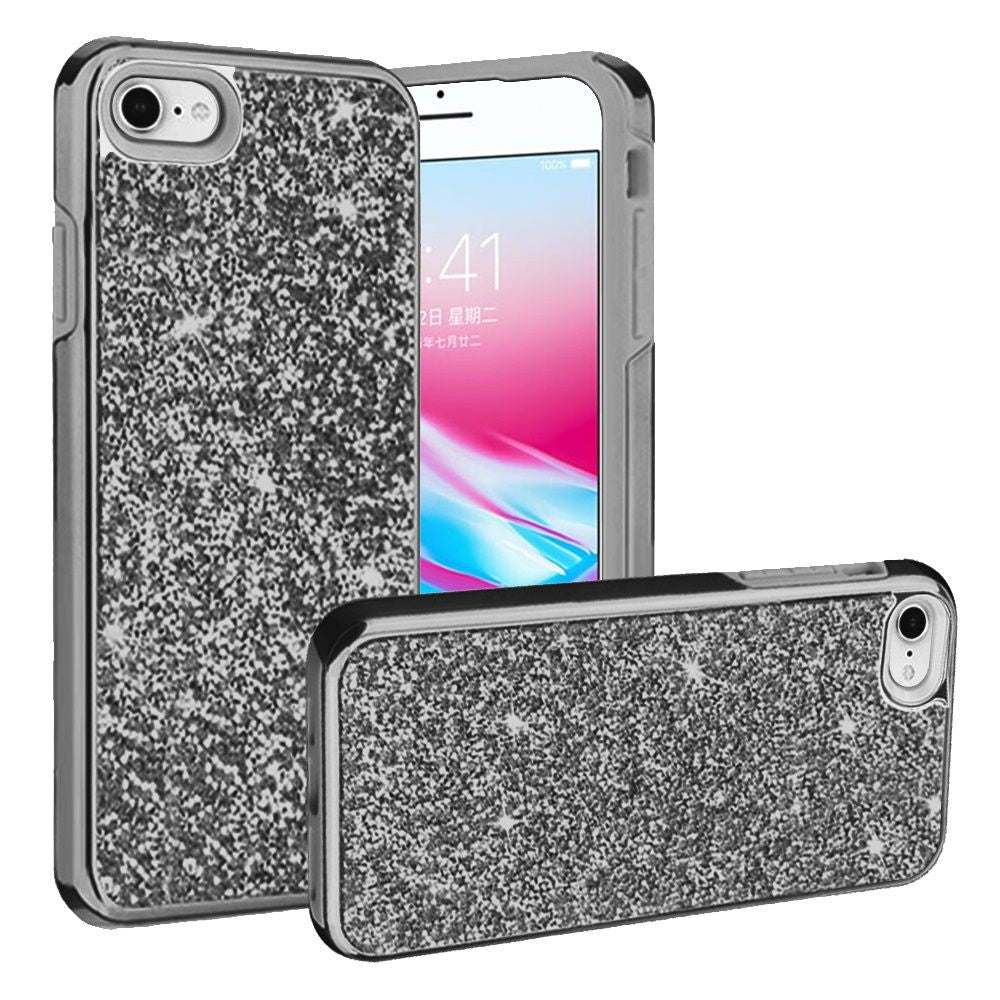 For Apple iPhone SE 3 (2022) SE/8/7 Bling Rhinestone Diamond Shiny Glitter Hybrid Dual Layer Rugged Shell Hard PC TPU  Phone Case Cover