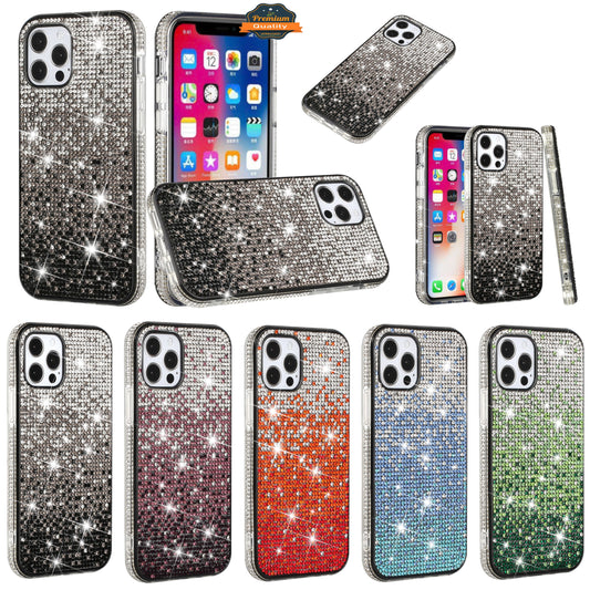 For Apple iPhone 14 /Plus Pro Max Glitter Bling Ultra Thin TPU Sparkle Diamond Rhinestone Shiny Full Cover Crystal Stones  Phone Case Cover