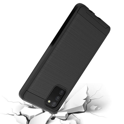 For Samsung Galaxy A03S Hybrid Rugged Brushed Metallic Design [Soft TPU + Hard PC] Dual Layer Shockproof Armor Impact  Phone Case Cover