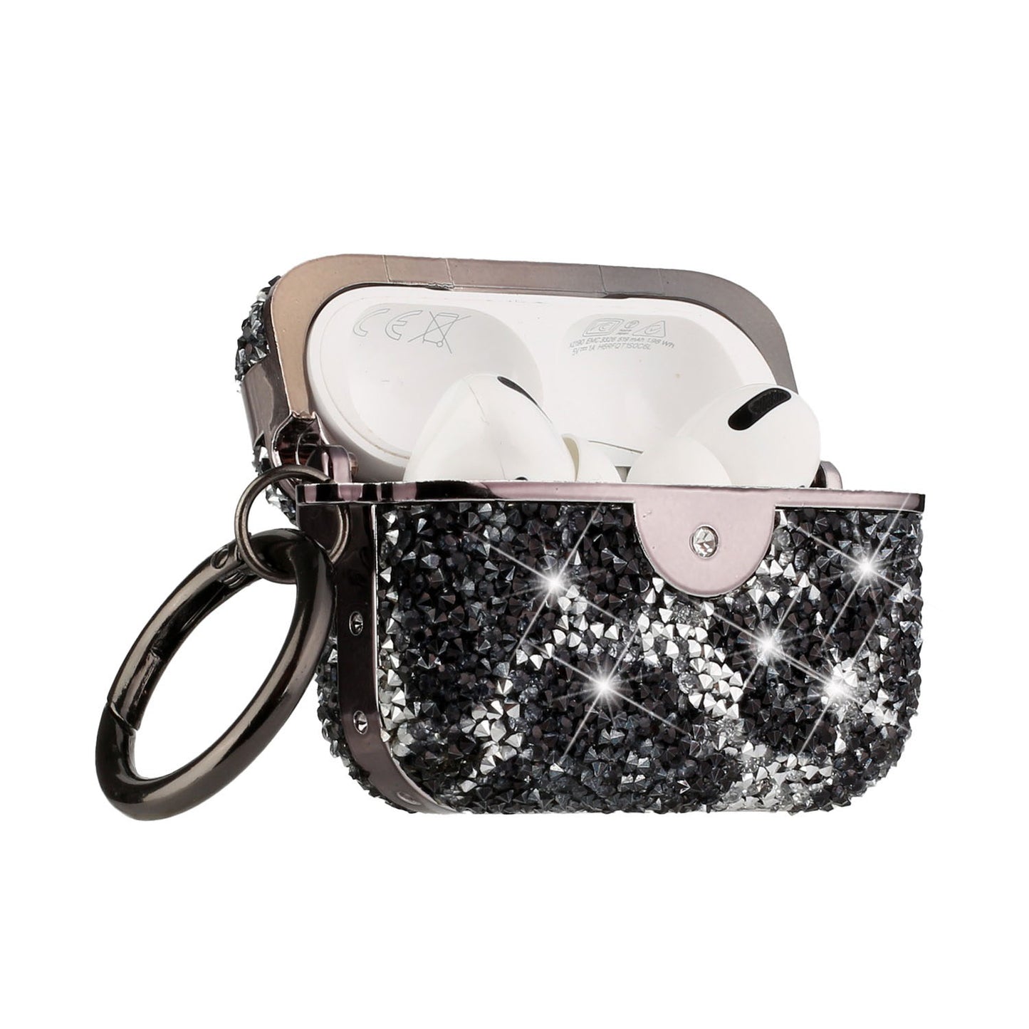 For Apple AirPods 3 (2021) Leopard Design Sparkly Diamond Shockproof Bling Rhinestone Glitter with Hook Hard Carrying  Phone Case Cover