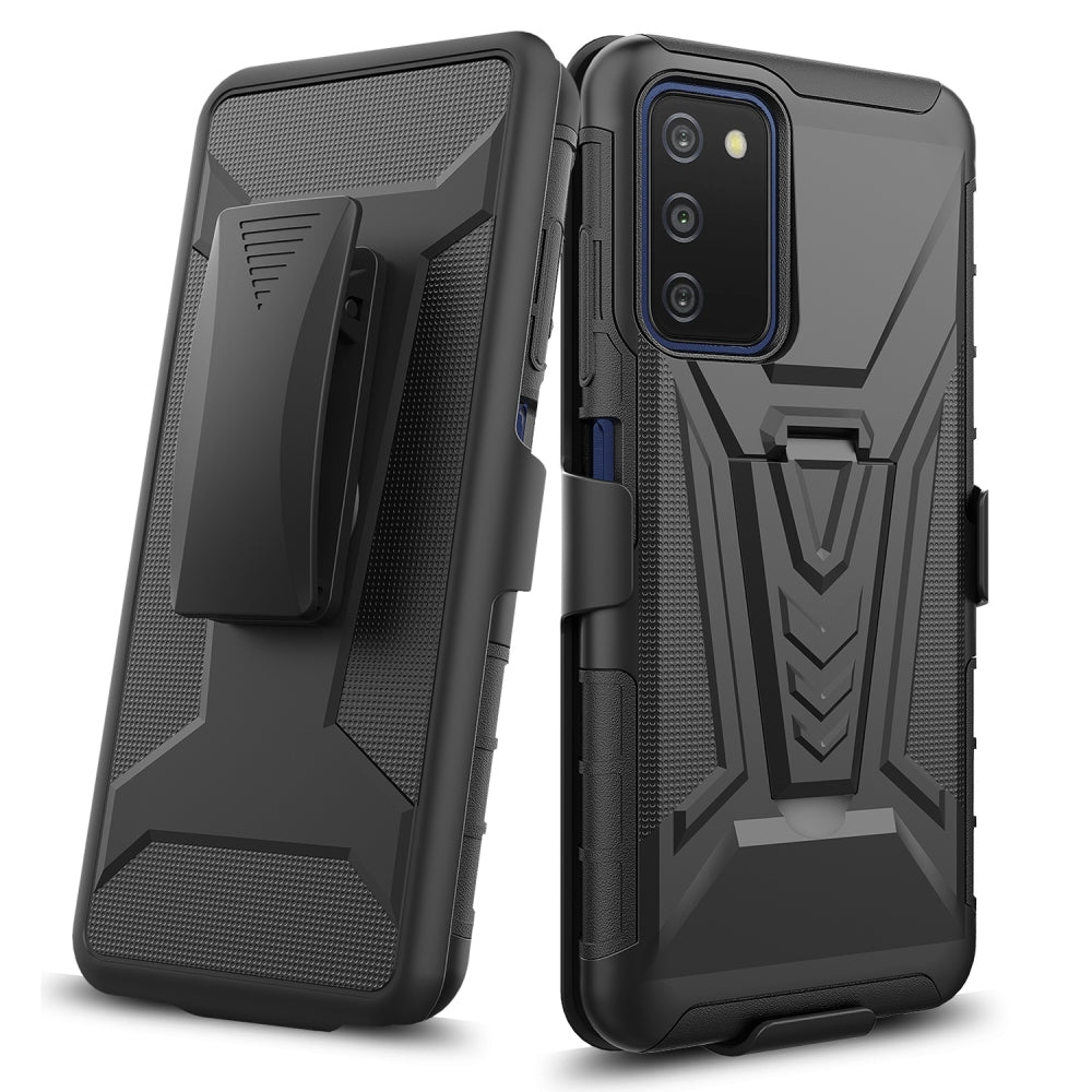 For Apple iPhone 14 Plus (6.7") Belt Clip Holster Shockproof with Clip On & Kickstand Heavy Duty 3in1 Hybrid Black Phone Case Cover
